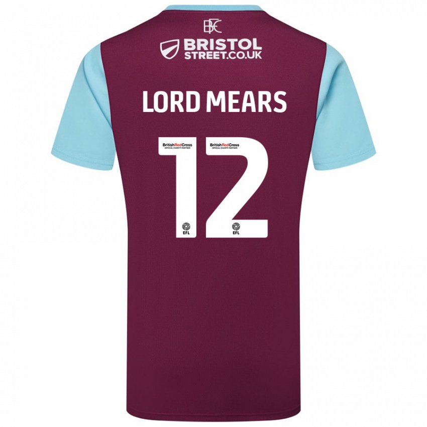 Børn Rhema Lord-Mears #12 Burgund Himmelblå Hjemmebane Spillertrøjer 2024/25 Trøje T-Shirt