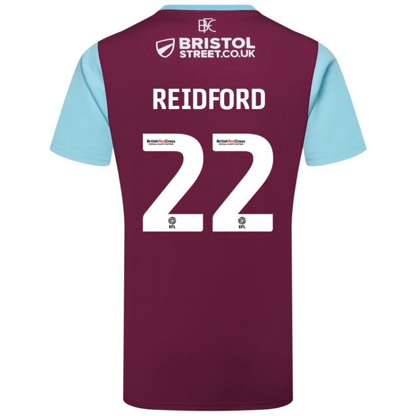 Børn Isabella Reidford #22 Burgund Himmelblå Hjemmebane Spillertrøjer 2024/25 Trøje T-Shirt