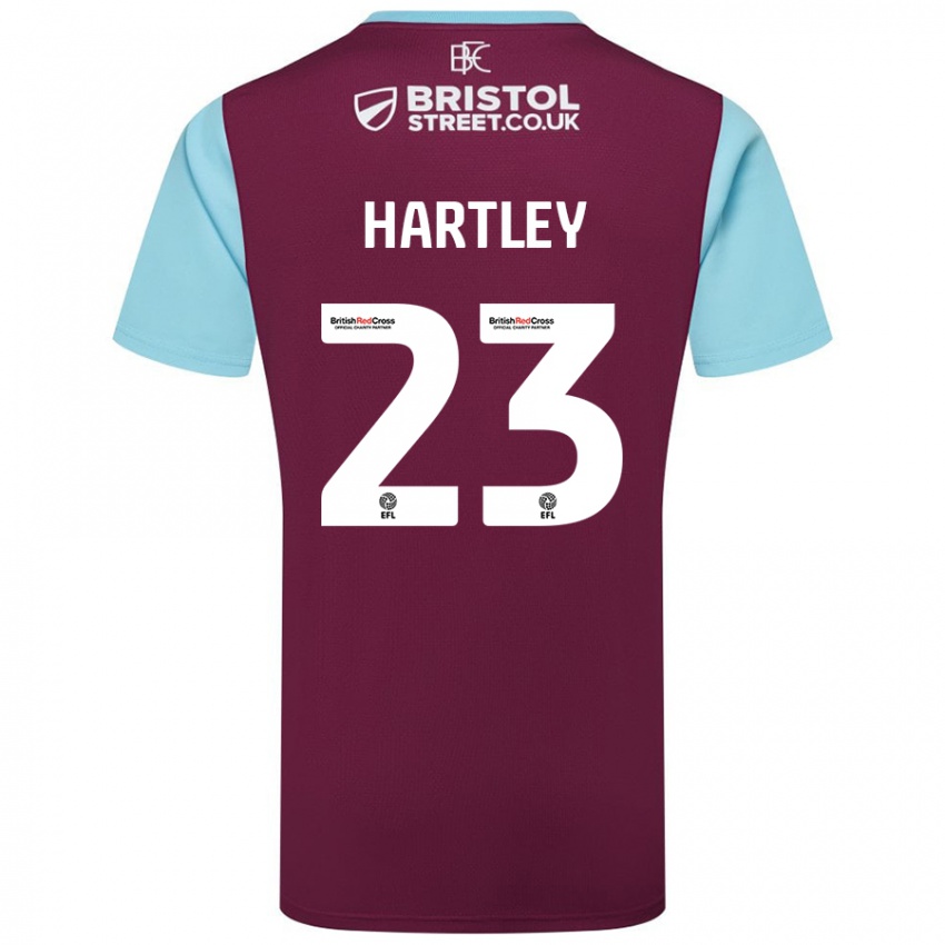 Børn Naomi Hartley #23 Burgund Himmelblå Hjemmebane Spillertrøjer 2024/25 Trøje T-Shirt