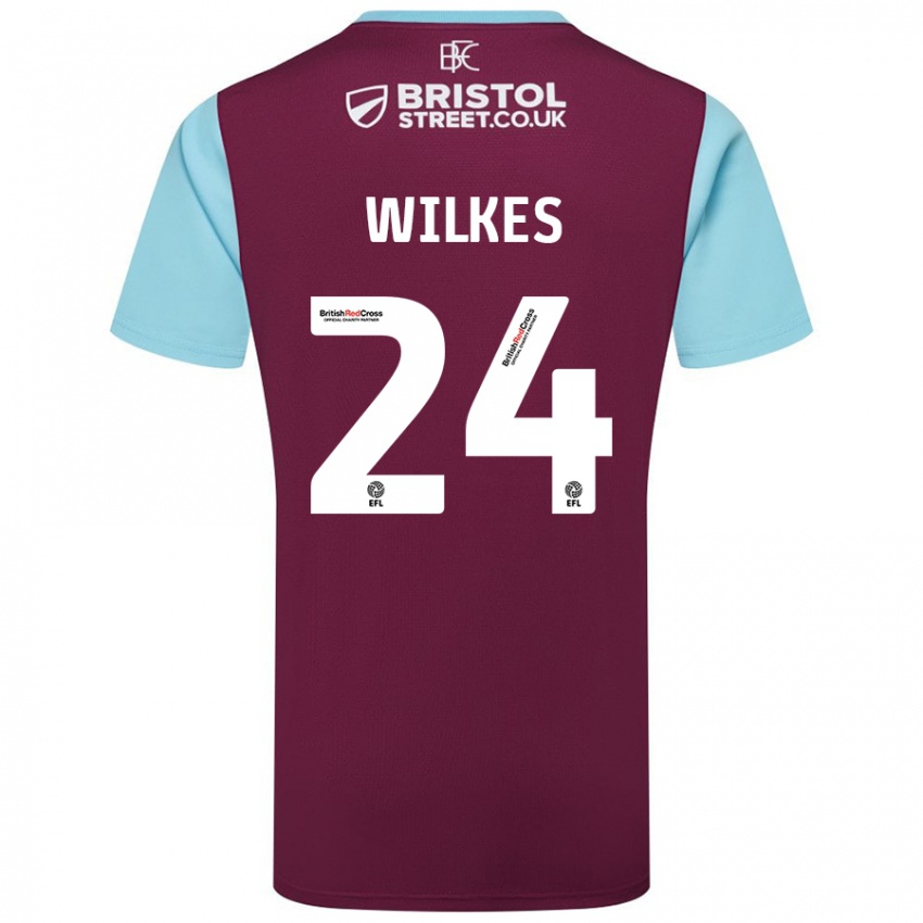 Børn Tilly Wilkes #24 Burgund Himmelblå Hjemmebane Spillertrøjer 2024/25 Trøje T-Shirt