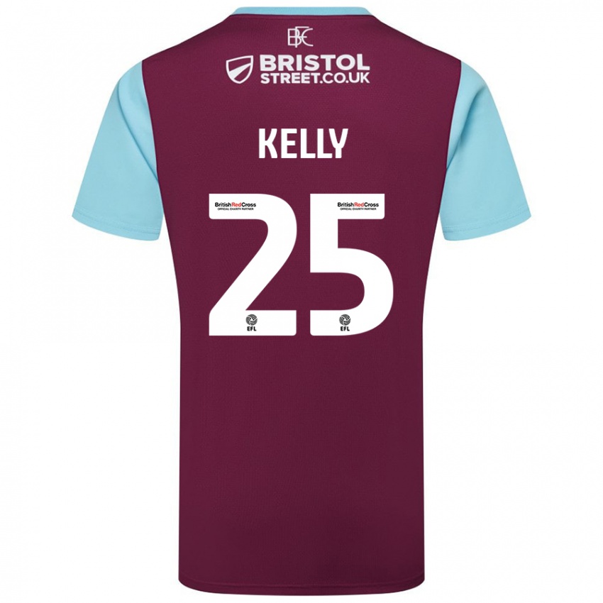 Børn Aimee Kelly #25 Burgund Himmelblå Hjemmebane Spillertrøjer 2024/25 Trøje T-Shirt