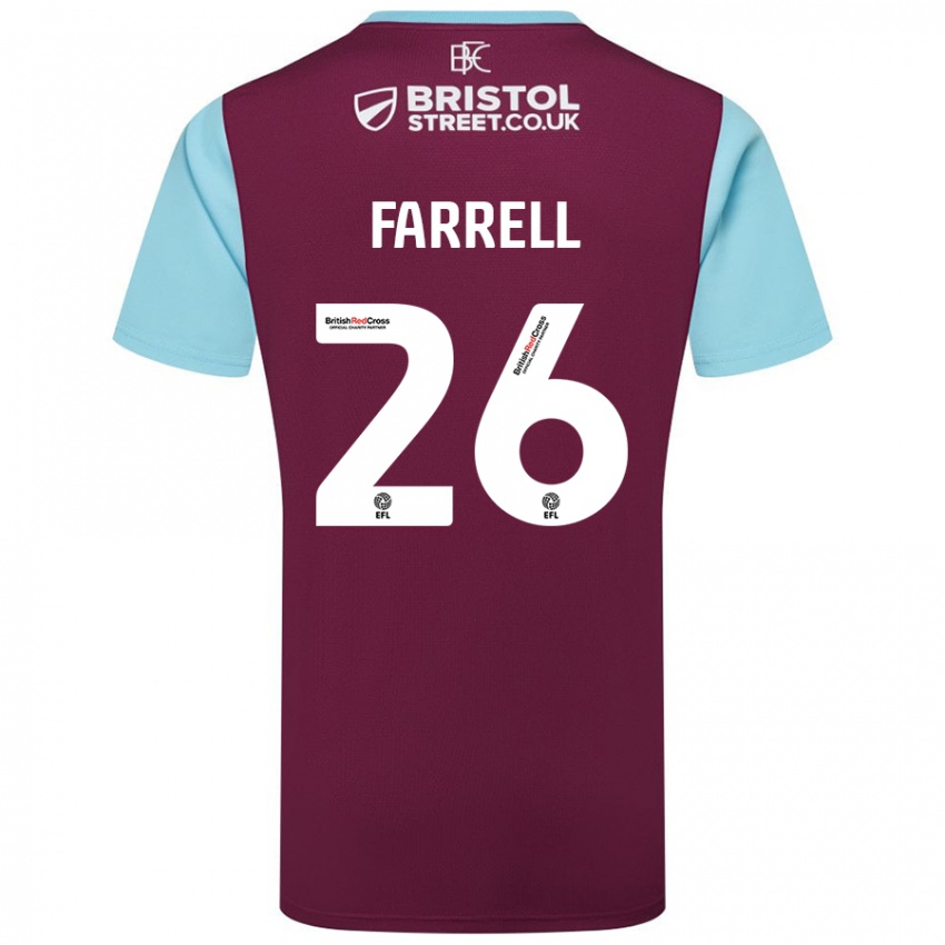 Børn Lucy Farrell #26 Burgund Himmelblå Hjemmebane Spillertrøjer 2024/25 Trøje T-Shirt