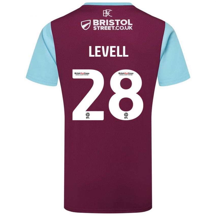 Børn Kirstie Levell #28 Burgund Himmelblå Hjemmebane Spillertrøjer 2024/25 Trøje T-Shirt