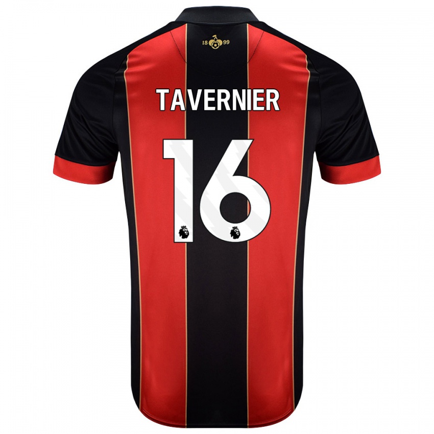 Børn Marcus Tavernier #16 Rød Sort Hjemmebane Spillertrøjer 2024/25 Trøje T-Shirt