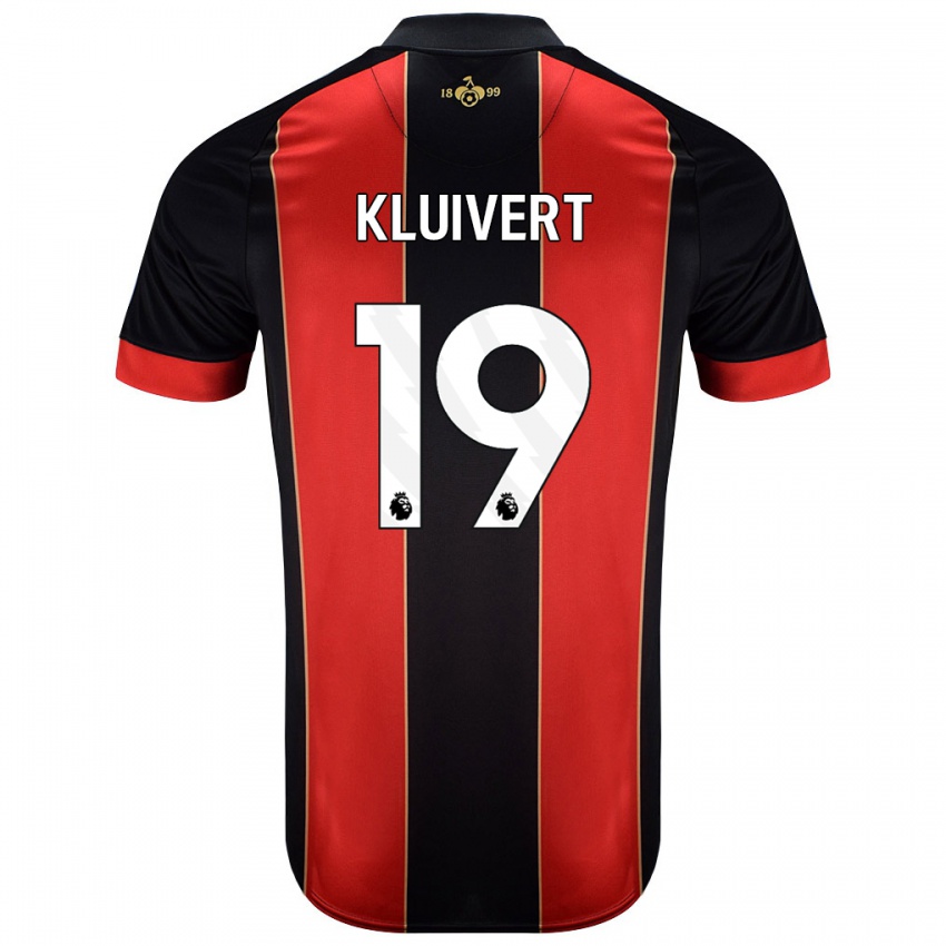 Børn Justin Kluivert #19 Rød Sort Hjemmebane Spillertrøjer 2024/25 Trøje T-Shirt