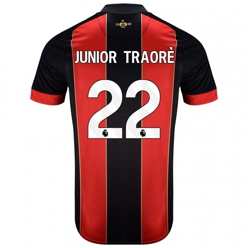 Børn Hamed Junior Traorè #22 Rød Sort Hjemmebane Spillertrøjer 2024/25 Trøje T-Shirt