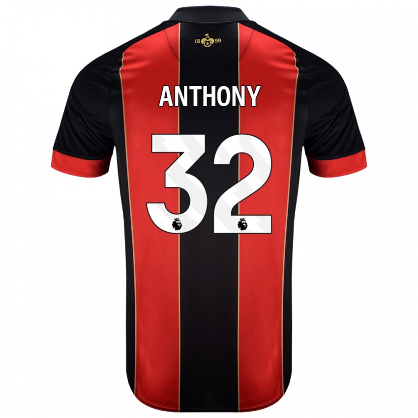 Børn Jaidon Anthony #32 Rød Sort Hjemmebane Spillertrøjer 2024/25 Trøje T-Shirt