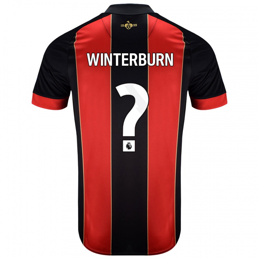 Børn Ben Winterburn #0 Rød Sort Hjemmebane Spillertrøjer 2024/25 Trøje T-Shirt