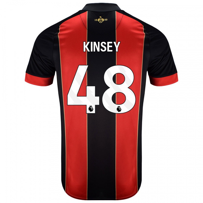 Børn Max Kinsey #48 Rød Sort Hjemmebane Spillertrøjer 2024/25 Trøje T-Shirt