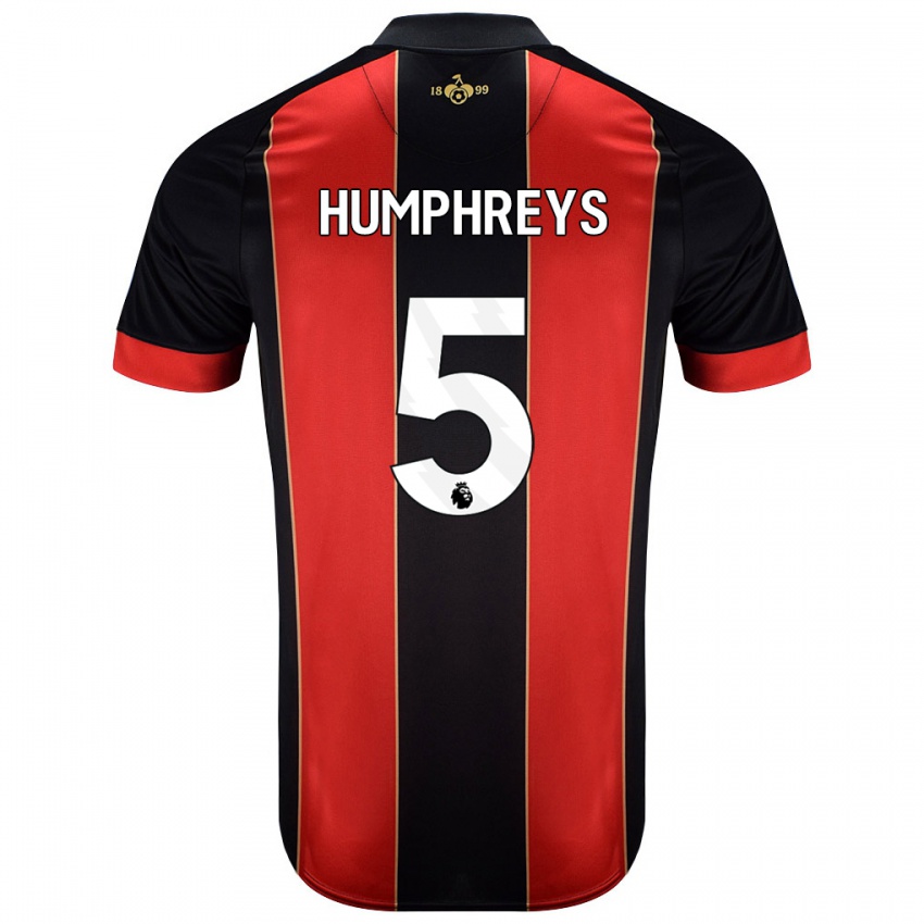 Børn Holly Humphreys #5 Rød Sort Hjemmebane Spillertrøjer 2024/25 Trøje T-Shirt