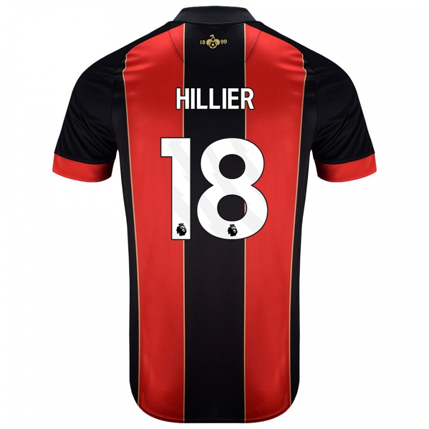 Børn Gemma Hillier #18 Rød Sort Hjemmebane Spillertrøjer 2024/25 Trøje T-Shirt