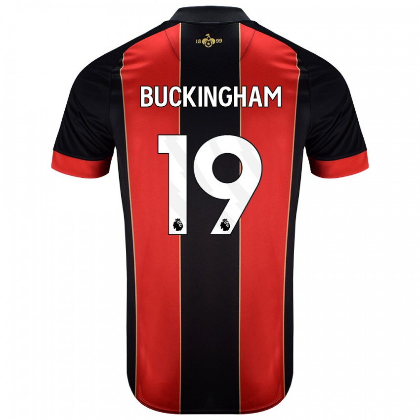 Børn Alisha Buckingham #19 Rød Sort Hjemmebane Spillertrøjer 2024/25 Trøje T-Shirt