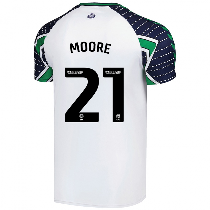 Børn Simon Moore #21 Hvid Udebane Spillertrøjer 2024/25 Trøje T-Shirt