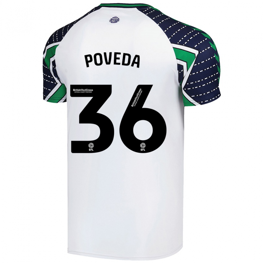 Børn Ian Poveda #36 Hvid Udebane Spillertrøjer 2024/25 Trøje T-Shirt