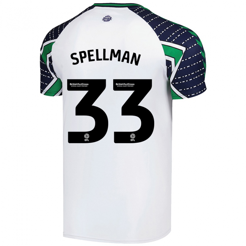 Børn Michael Spellman #33 Hvid Udebane Spillertrøjer 2024/25 Trøje T-Shirt