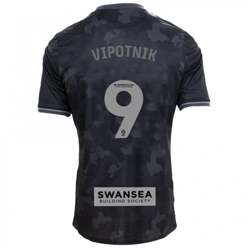 Børn Zan Vipotnik #9 Sort Udebane Spillertrøjer 2024/25 Trøje T-Shirt