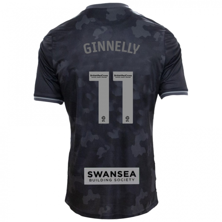 Børn Josh Ginnelly #11 Sort Udebane Spillertrøjer 2024/25 Trøje T-Shirt