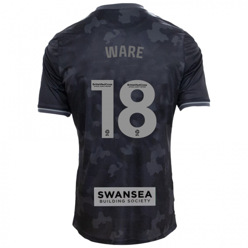 Børn Phoebe Ware #18 Sort Udebane Spillertrøjer 2024/25 Trøje T-Shirt