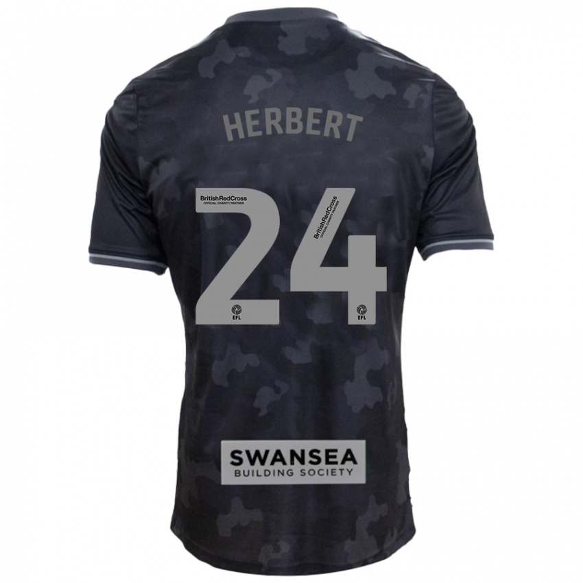 Børn Chelsea Herbert #24 Sort Udebane Spillertrøjer 2024/25 Trøje T-Shirt