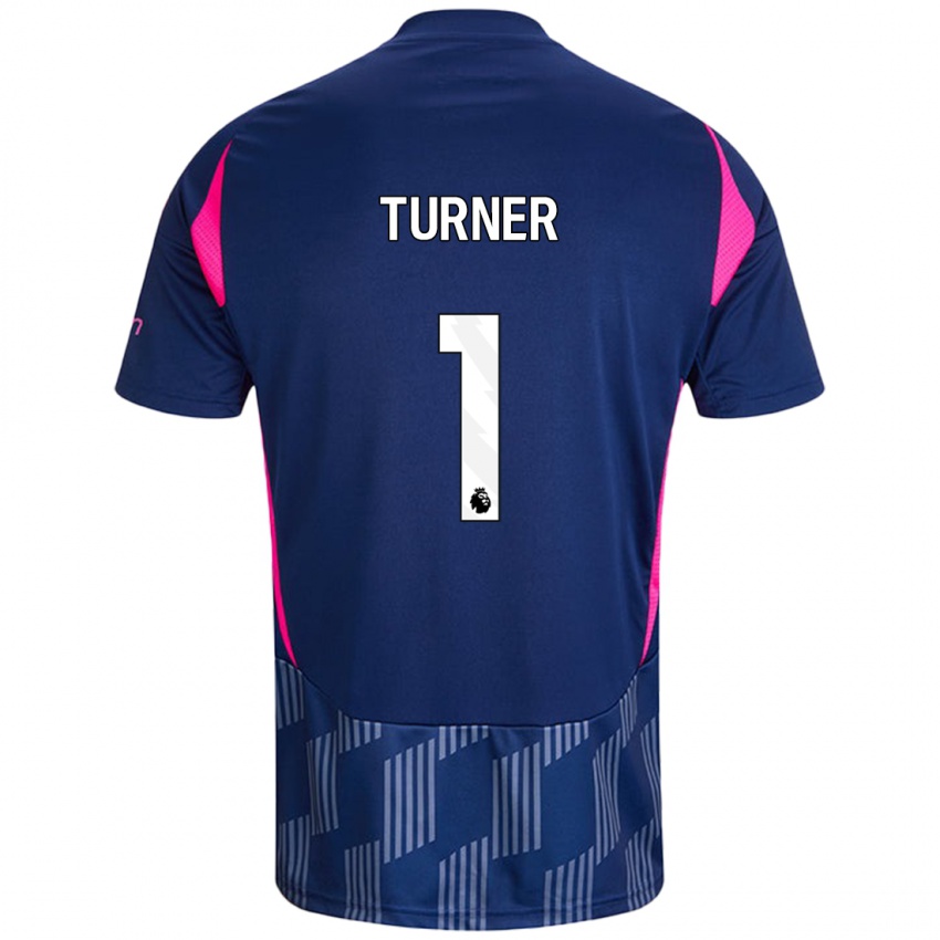 Børn Matt Turner #1 Kongeblå Pink Udebane Spillertrøjer 2024/25 Trøje T-Shirt