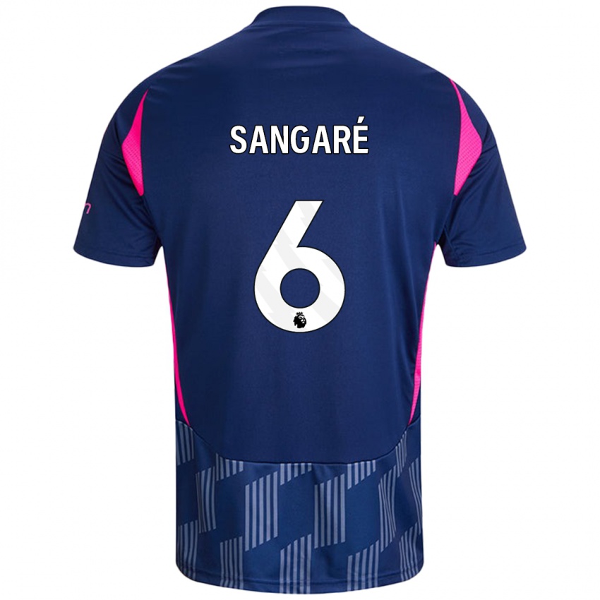 Børn Ibrahim Sangare #6 Kongeblå Pink Udebane Spillertrøjer 2024/25 Trøje T-Shirt