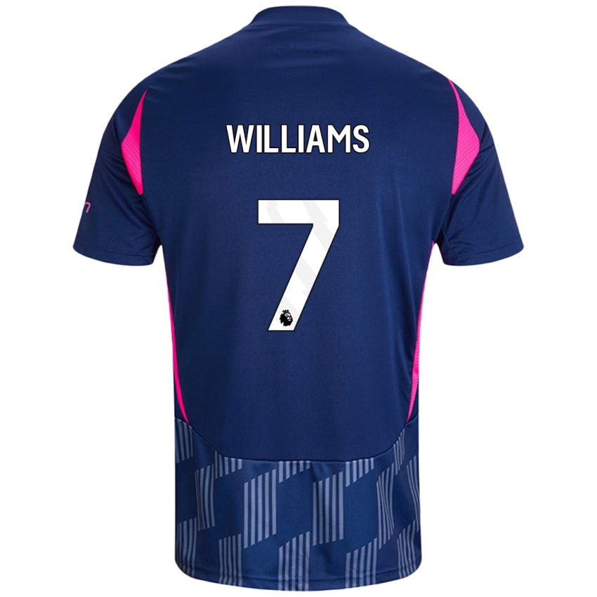 Børn Neco Williams #7 Kongeblå Pink Udebane Spillertrøjer 2024/25 Trøje T-Shirt