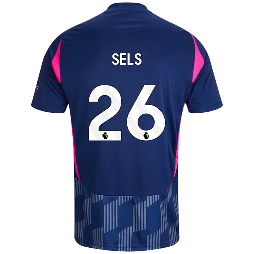 Børn Matz Sels #26 Kongeblå Pink Udebane Spillertrøjer 2024/25 Trøje T-Shirt