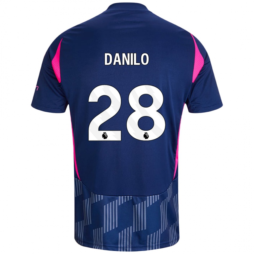 Børn Danilo #28 Kongeblå Pink Udebane Spillertrøjer 2024/25 Trøje T-Shirt