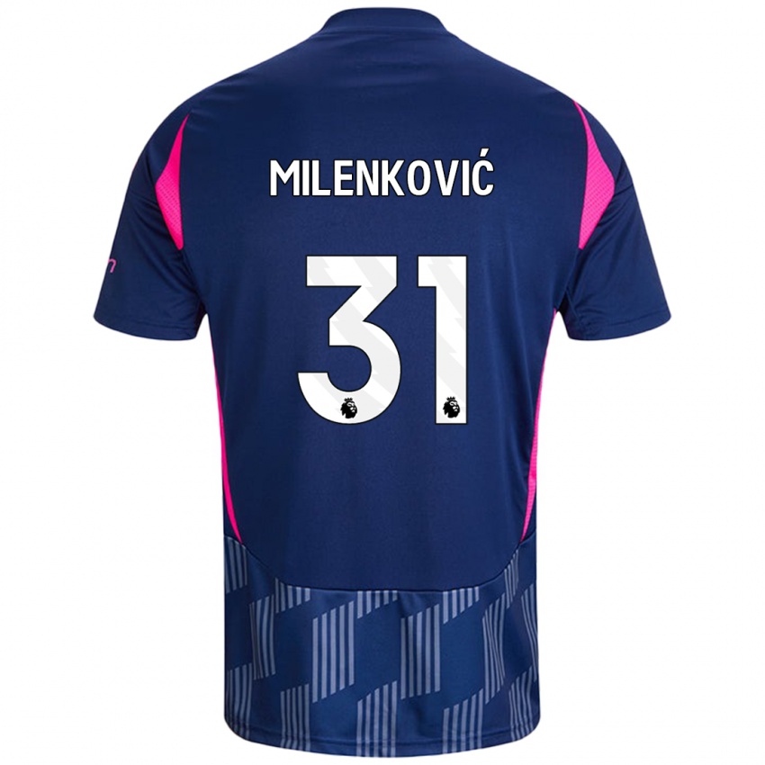 Børn Nikola Milenković #31 Kongeblå Pink Udebane Spillertrøjer 2024/25 Trøje T-Shirt