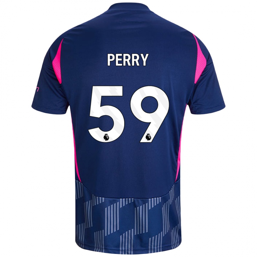 Børn Ben Perry #59 Kongeblå Pink Udebane Spillertrøjer 2024/25 Trøje T-Shirt