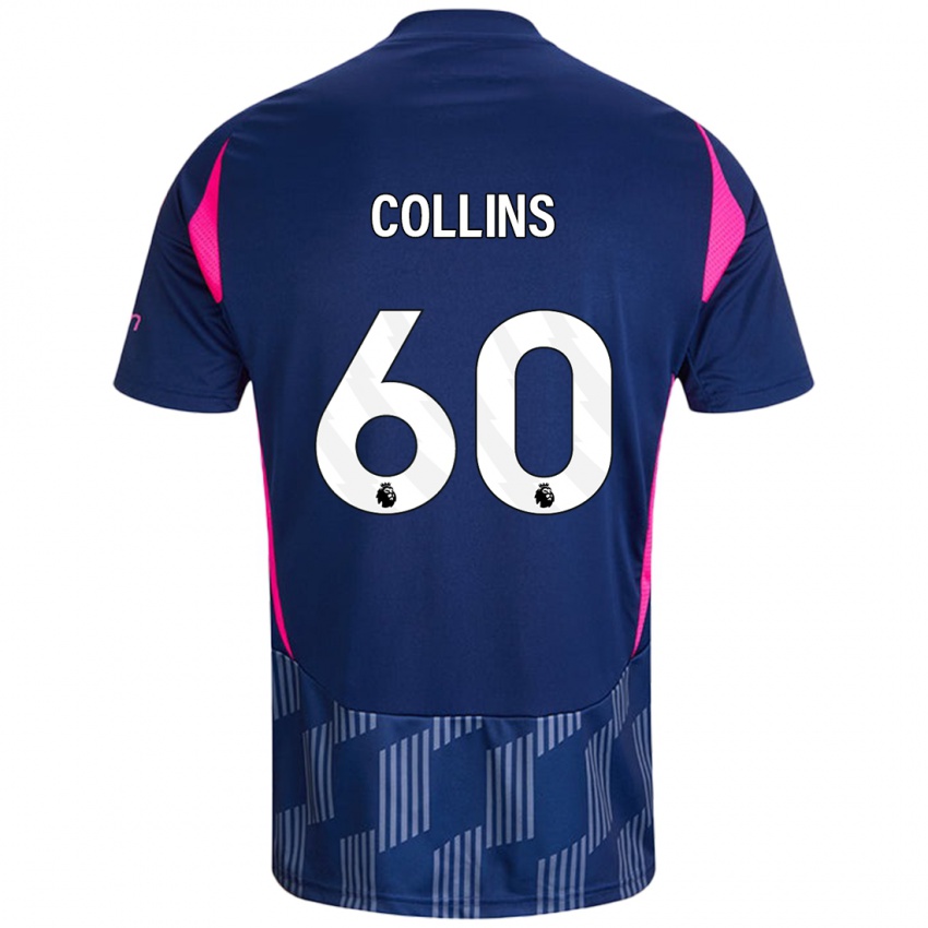 Børn Sam Collins #60 Kongeblå Pink Udebane Spillertrøjer 2024/25 Trøje T-Shirt