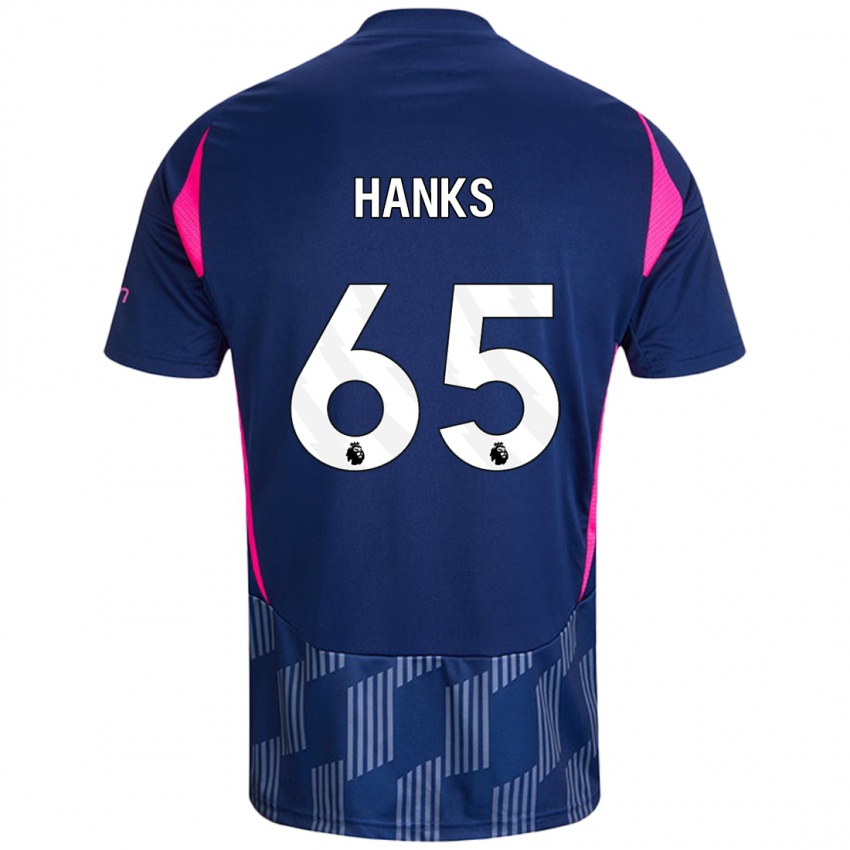 Børn Justin Hanks #65 Kongeblå Pink Udebane Spillertrøjer 2024/25 Trøje T-Shirt