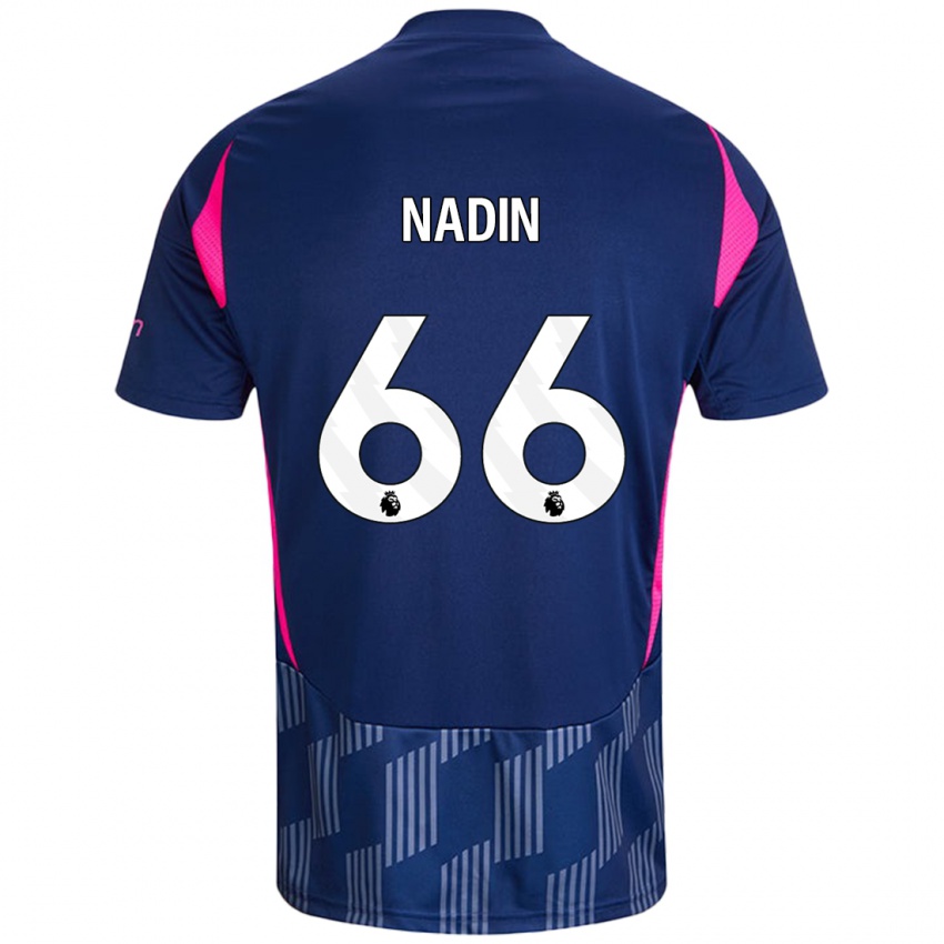 Børn Jack Nadin #66 Kongeblå Pink Udebane Spillertrøjer 2024/25 Trøje T-Shirt