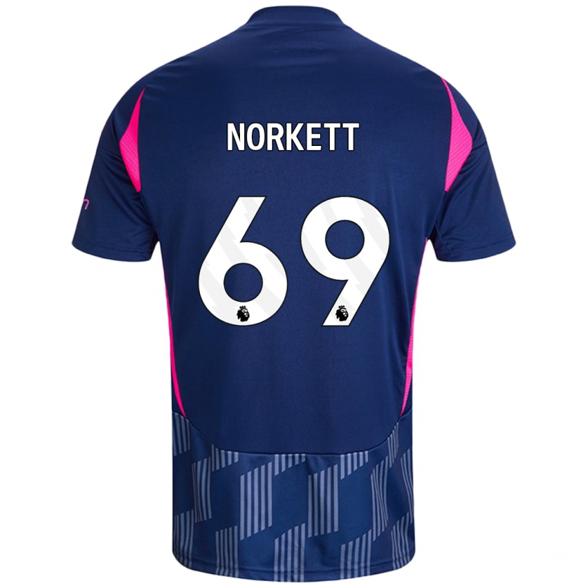 Børn Manni Norkett #69 Kongeblå Pink Udebane Spillertrøjer 2024/25 Trøje T-Shirt