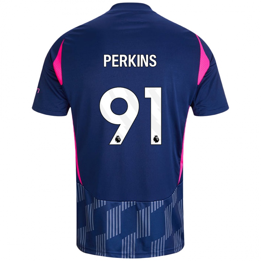 Børn Jack Perkins #91 Kongeblå Pink Udebane Spillertrøjer 2024/25 Trøje T-Shirt