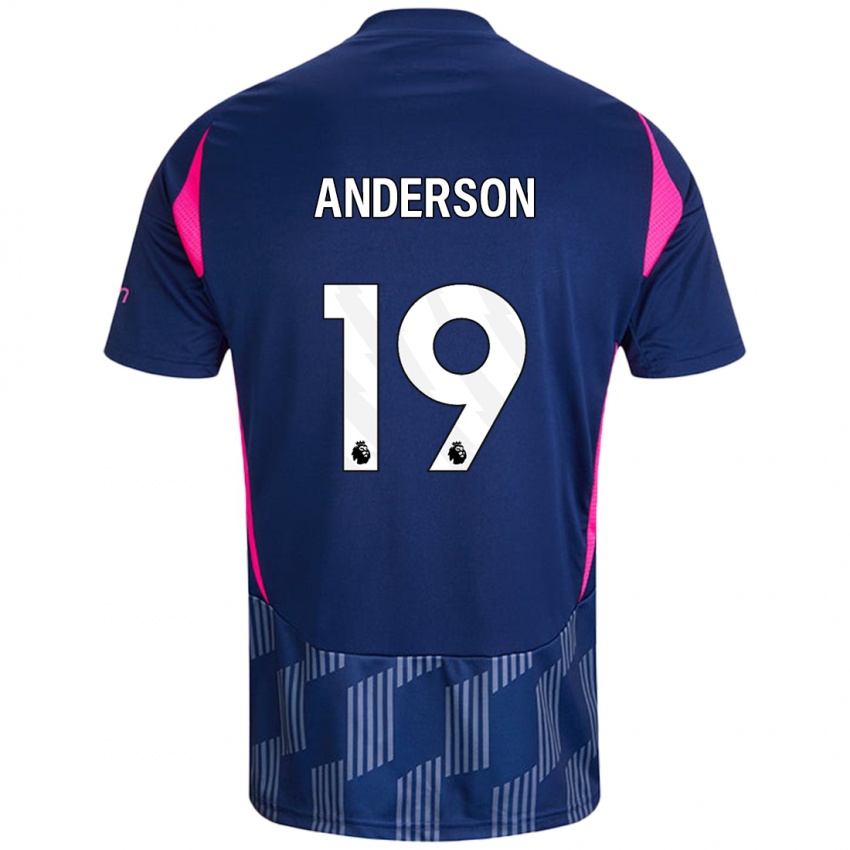 Børn Becky Anderson #19 Kongeblå Pink Udebane Spillertrøjer 2024/25 Trøje T-Shirt