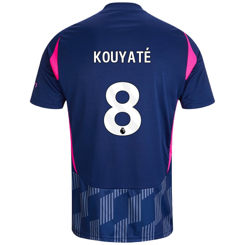 Børn Cheikhou Kouyaté #8 Kongeblå Pink Udebane Spillertrøjer 2024/25 Trøje T-Shirt