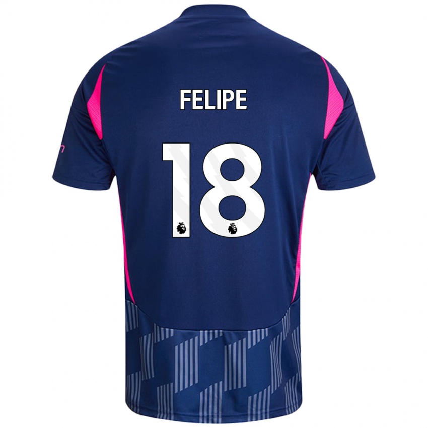 Børn Felipe #18 Kongeblå Pink Udebane Spillertrøjer 2024/25 Trøje T-Shirt