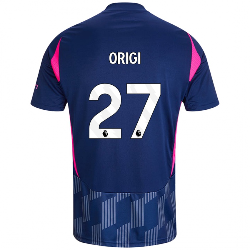 Børn Divock Origi #27 Kongeblå Pink Udebane Spillertrøjer 2024/25 Trøje T-Shirt