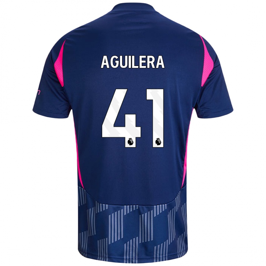 Børn Brandon Aguilera #41 Kongeblå Pink Udebane Spillertrøjer 2024/25 Trøje T-Shirt