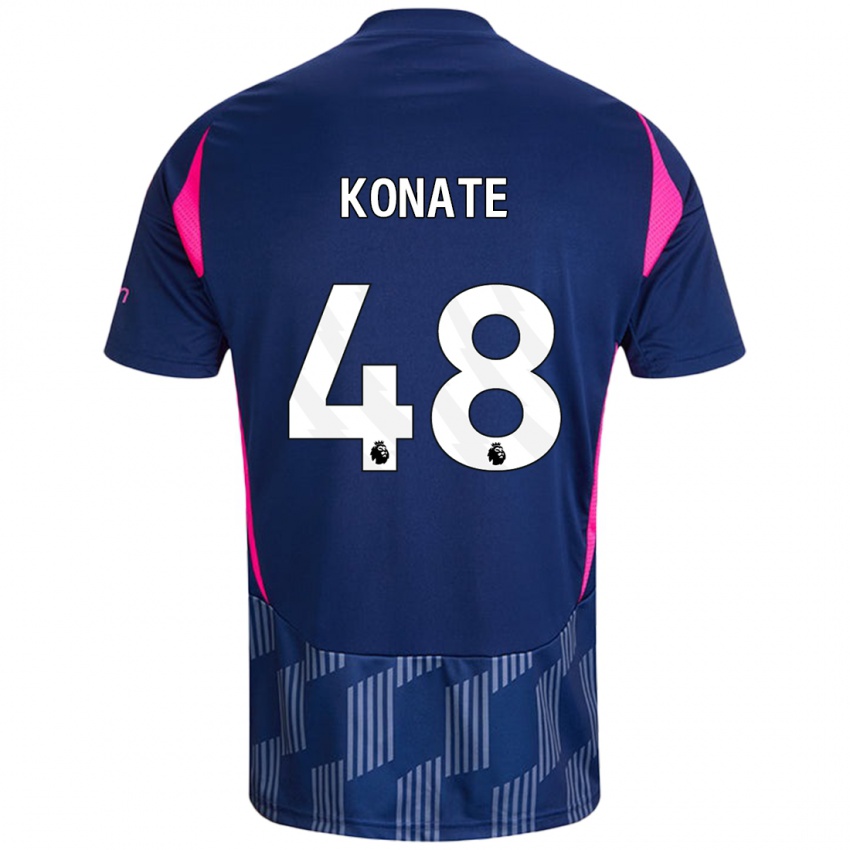 Børn Ateef Konaté #48 Kongeblå Pink Udebane Spillertrøjer 2024/25 Trøje T-Shirt