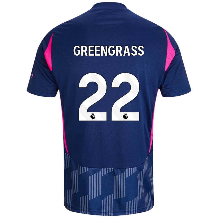 Børn Charlotte Greengrass #22 Kongeblå Pink Udebane Spillertrøjer 2024/25 Trøje T-Shirt