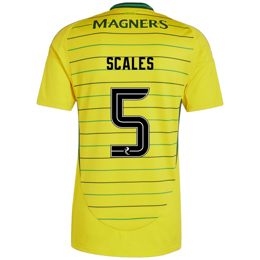 Børn Liam Scales #5 Gul Udebane Spillertrøjer 2024/25 Trøje T-Shirt