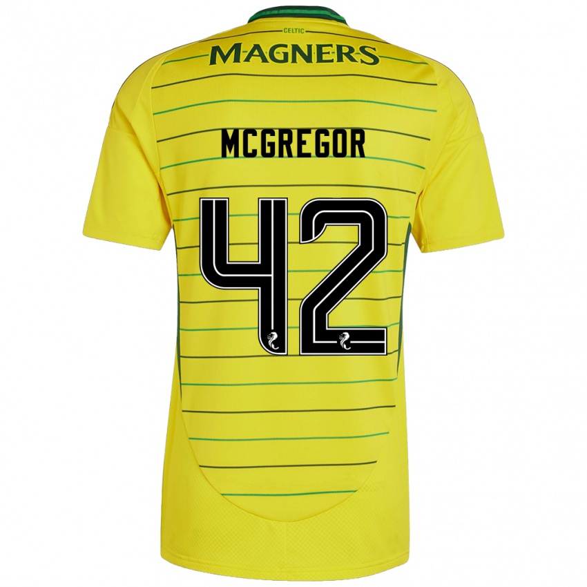 Børn Callum Mcgregor #42 Gul Udebane Spillertrøjer 2024/25 Trøje T-Shirt