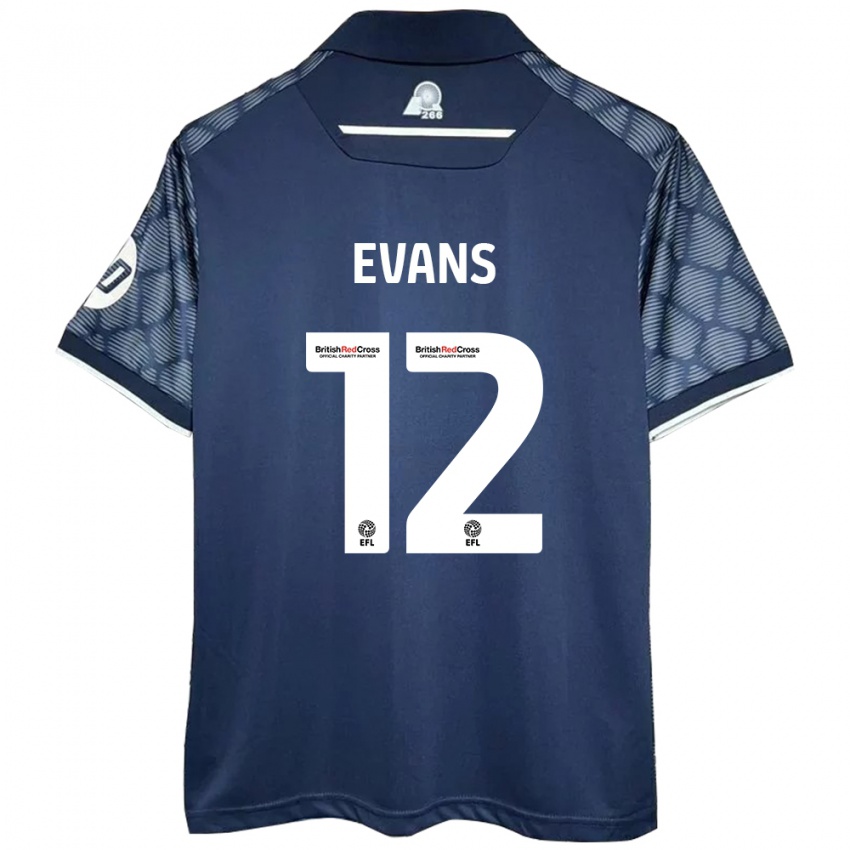 Børn George Evans #12 Sort Udebane Spillertrøjer 2024/25 Trøje T-Shirt