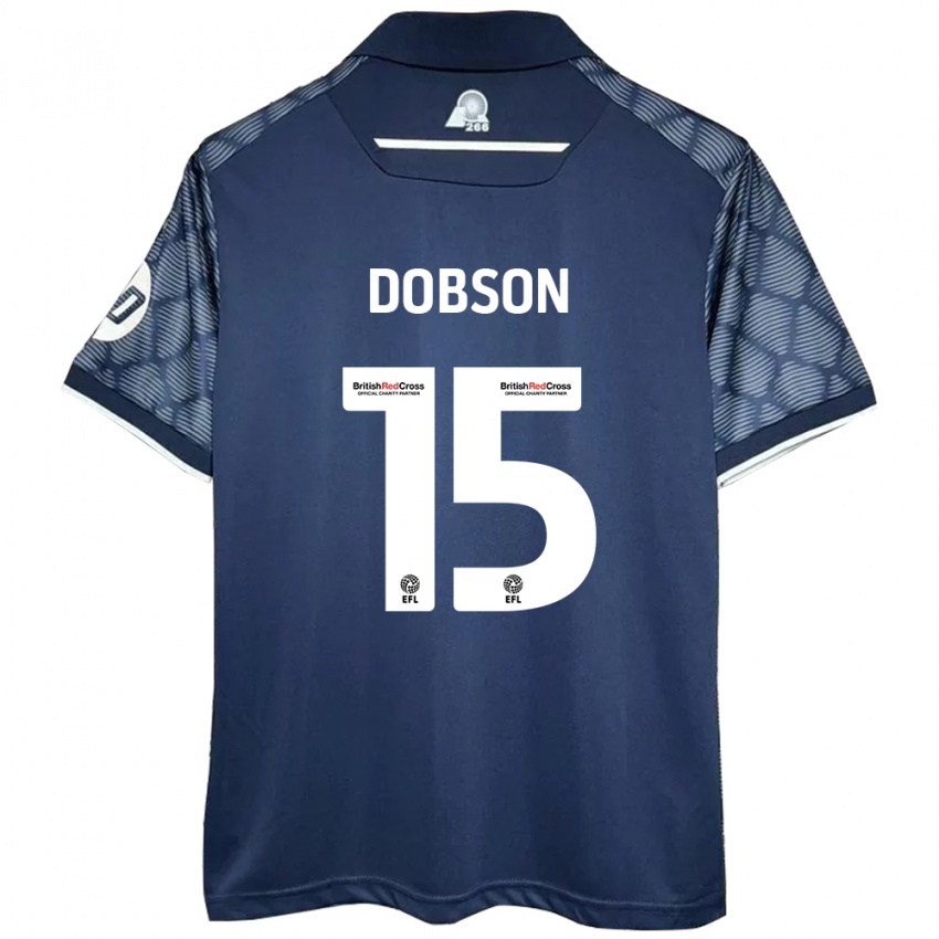 Børn George Dobson #15 Sort Udebane Spillertrøjer 2024/25 Trøje T-Shirt