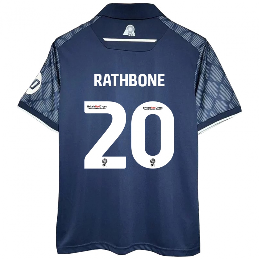 Børn Ollie Rathbone #20 Sort Udebane Spillertrøjer 2024/25 Trøje T-Shirt