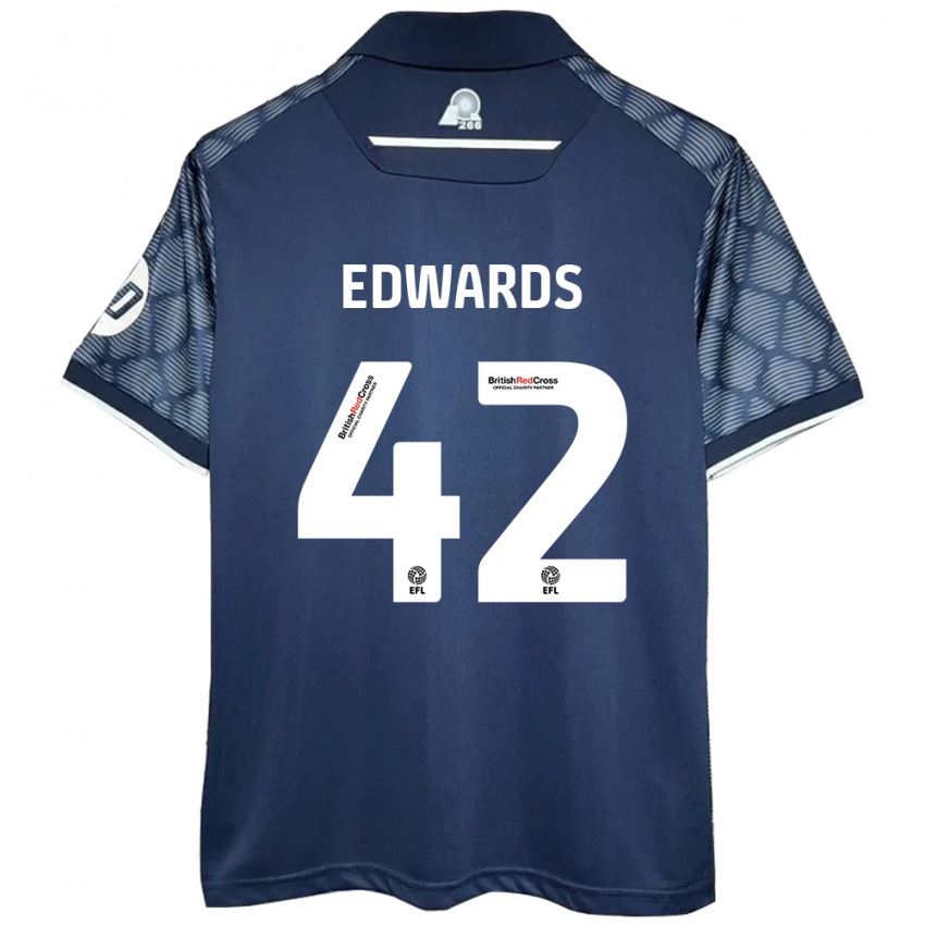 Børn Callum Edwards #42 Sort Udebane Spillertrøjer 2024/25 Trøje T-Shirt