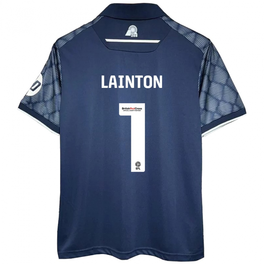 Børn Rob Lainton #1 Sort Udebane Spillertrøjer 2024/25 Trøje T-Shirt