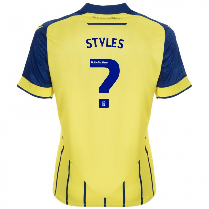 Børn Callum Styles #0 Gul Blå Udebane Spillertrøjer 2024/25 Trøje T-Shirt